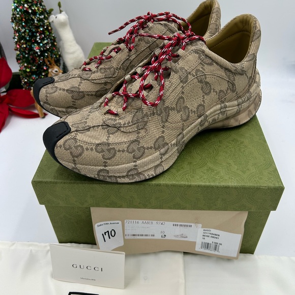 Men’s Gucci GG logo print run sneakers size 10 made in Italy - Picture 5 of 9